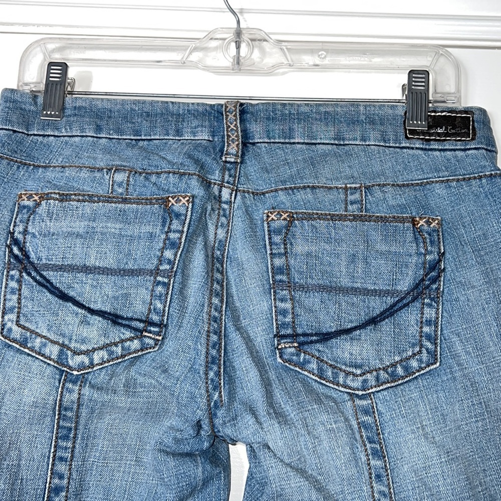 INDUSTRIAL COTTON BLUE JEANS JUNIOR SIZE 7 VINTAGE RARE EMBROIDERED BELT LOOPS - Picture 13 of 17